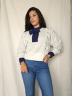 Crème wit vintage trui met kant | L/XL