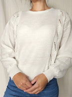 Crème wit vintage trui met kant | L/XL