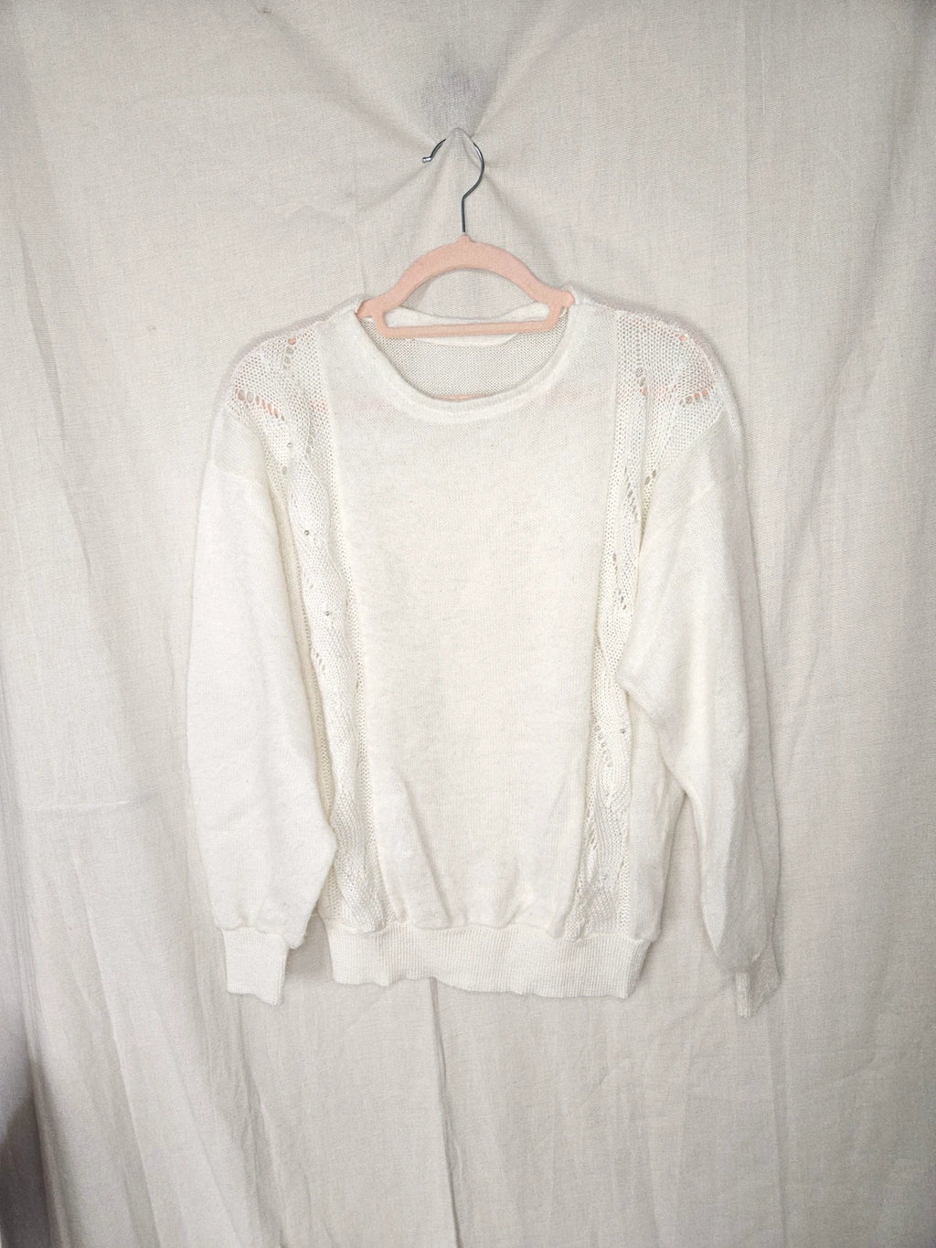 Crème wit vintage trui met kant | L/XL