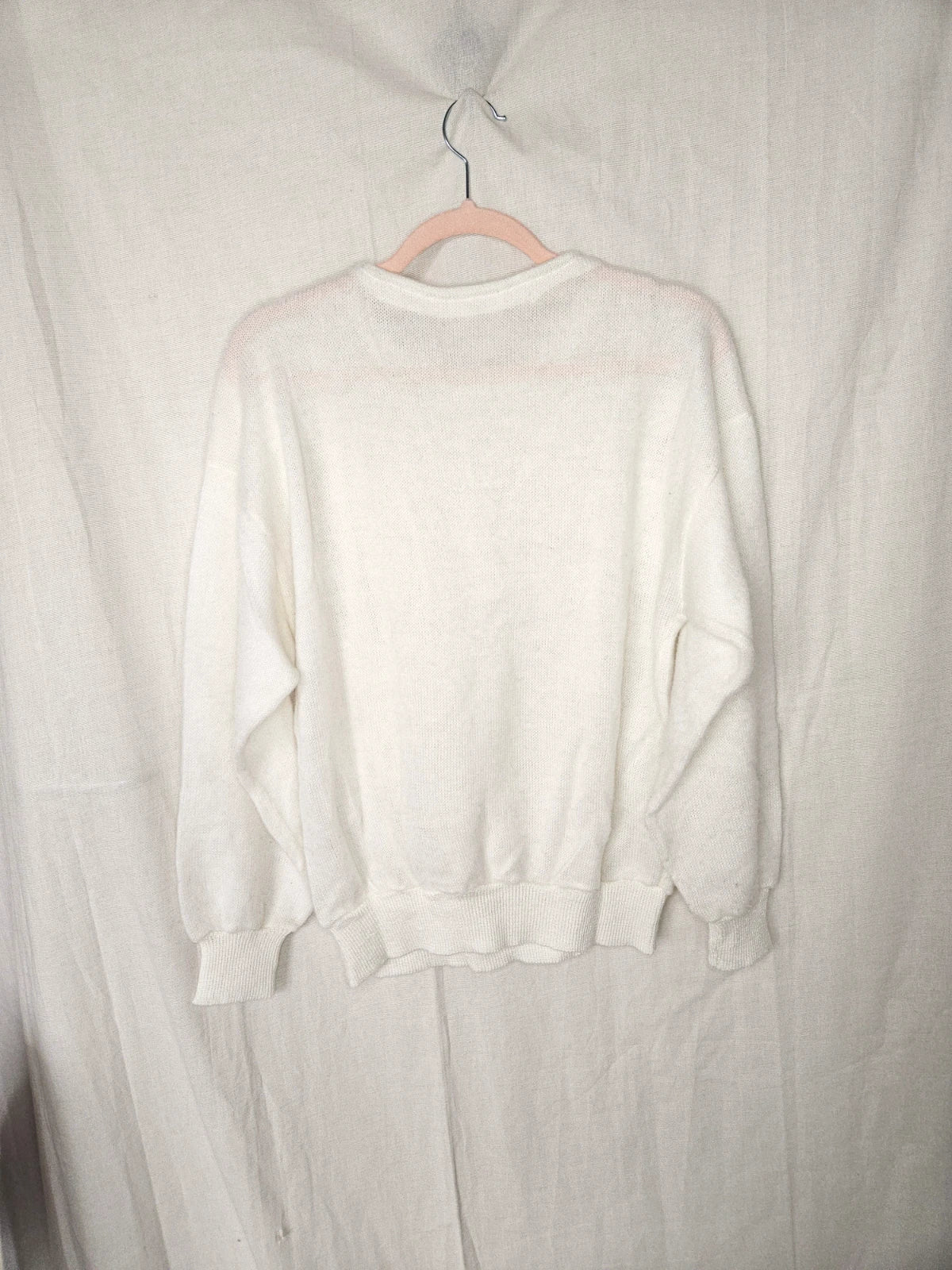 Crème wit vintage trui met kant | L/XL