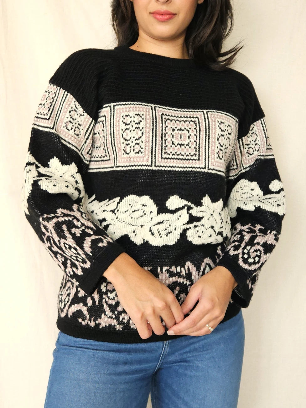 Vintage trui Square Patterns | L