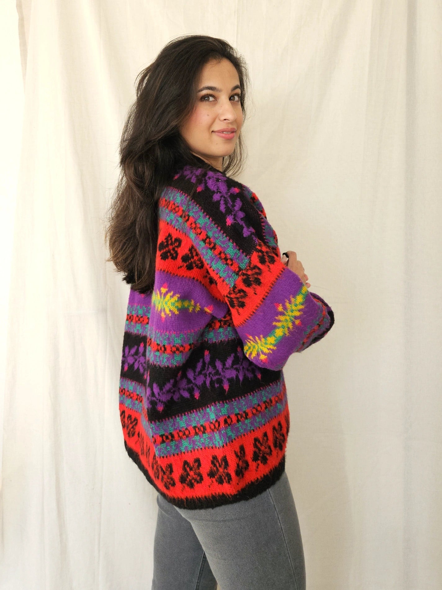 Warme kleurrijke vintage trui | free size