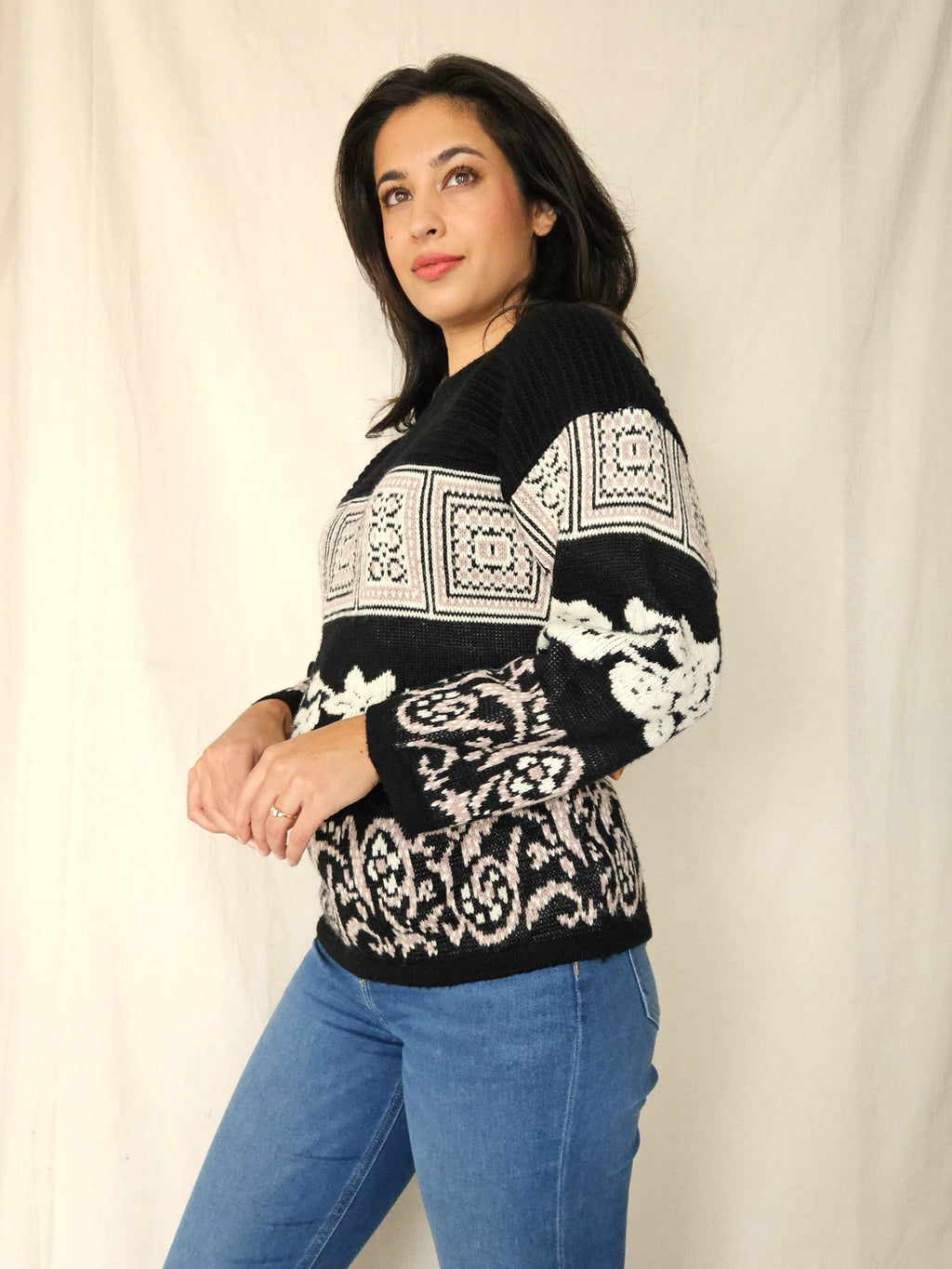 Vintage trui Square Patterns | L