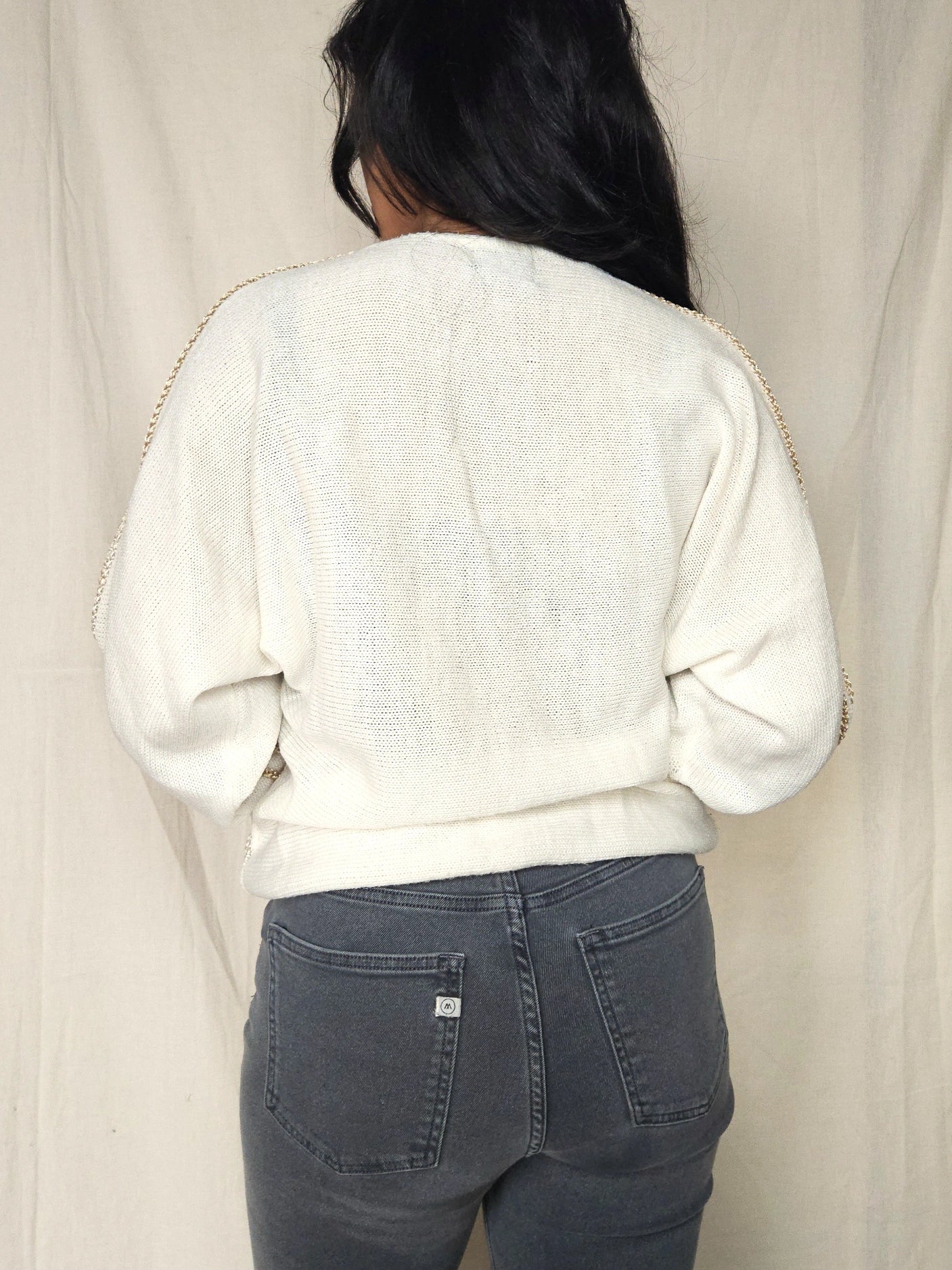 Gebreide vintage trui met vloeiende stroken | XXL