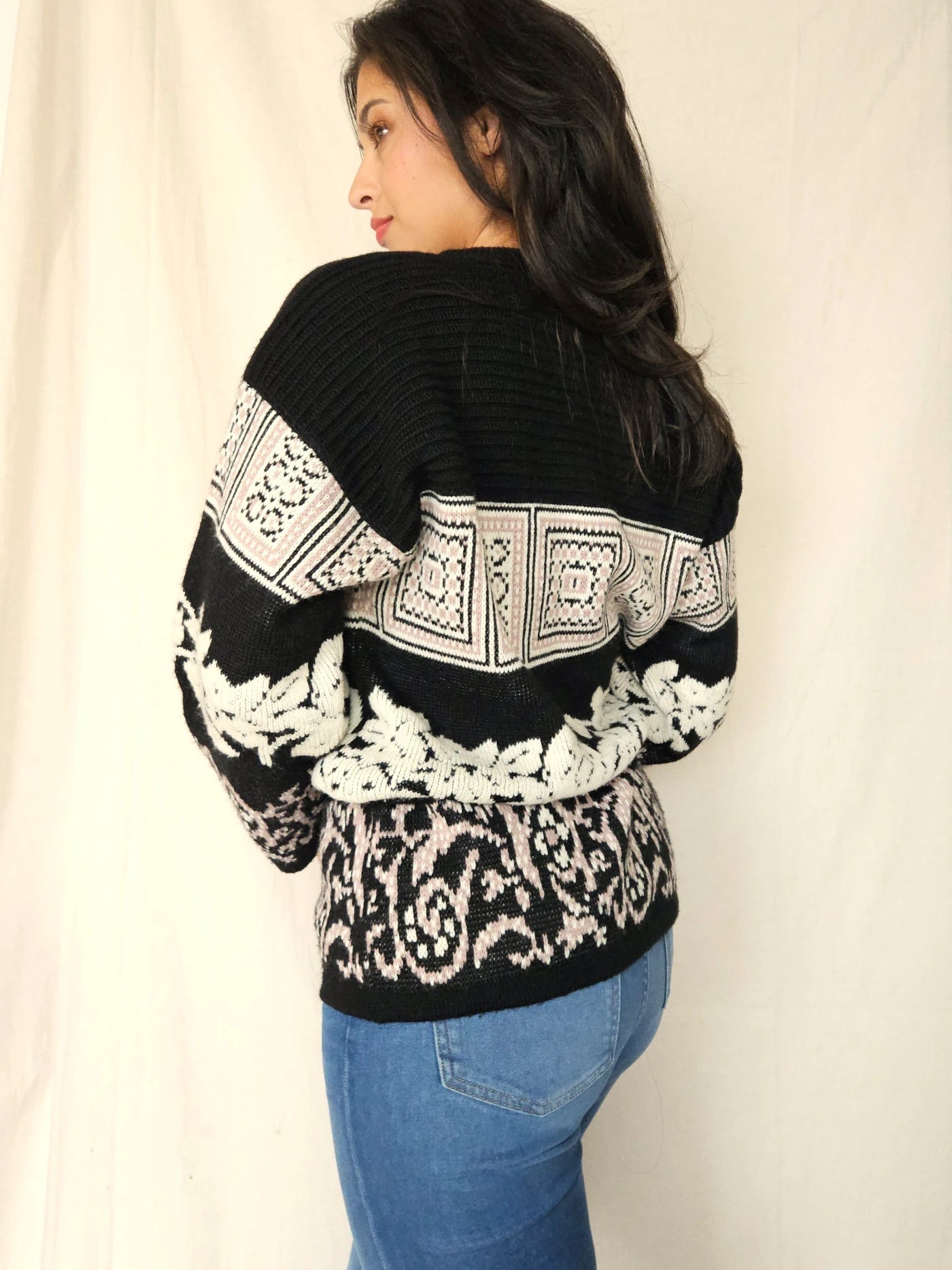 Vintage trui Square Patterns | L