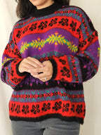 Warme kleurrijke vintage trui | free size