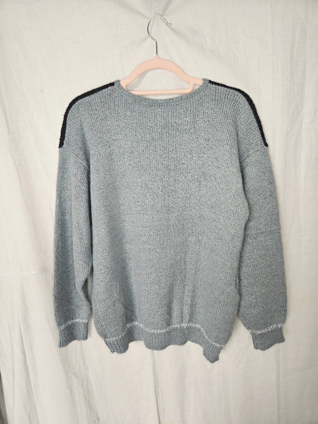 Grijze vintage trui met patronen | XL