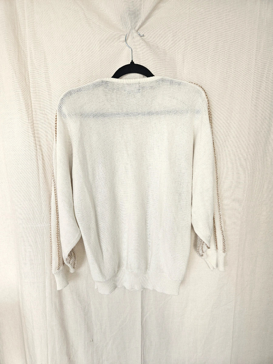 Gebreide vintage trui met vloeiende stroken | XXL