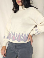 Handgebreide vintage trui met col | XXL