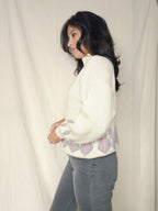 Handgebreide vintage trui met col | XXL