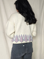 Handgebreide vintage trui met col | XXL