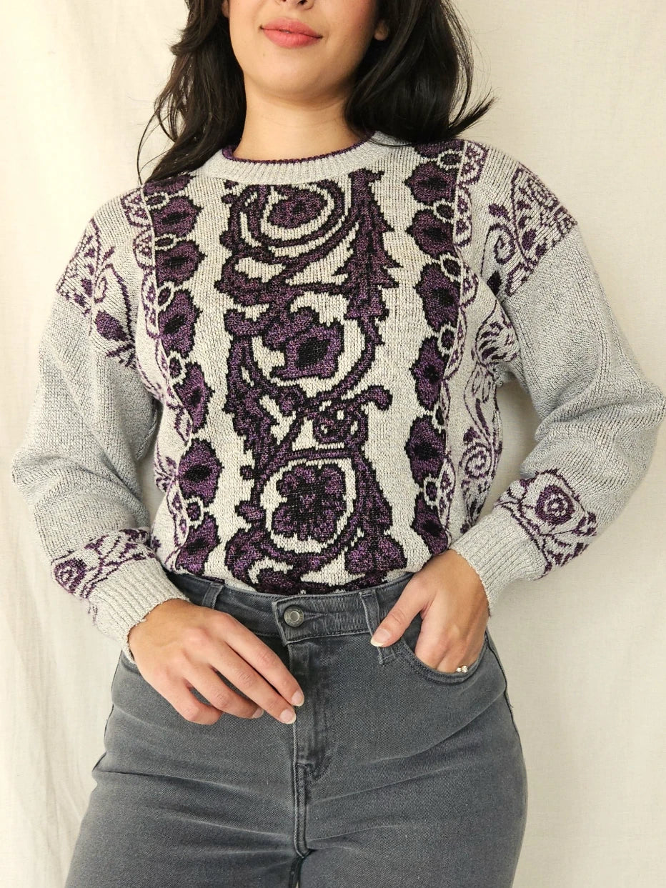 Vintage trui Purple Ivy | M