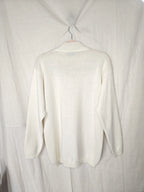 Cream white vintage sweater with embroidery | XL