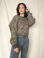 Bruin-grijze snowflake vintage trui | 4XL