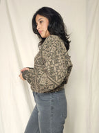 Bruin-grijze snowflake vintage trui | 4XL