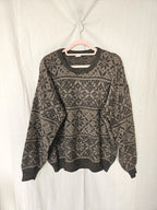 Bruin-grijze snowflake vintage trui | 4XL