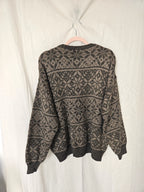 Bruin-grijze snowflake vintage trui | 4XL