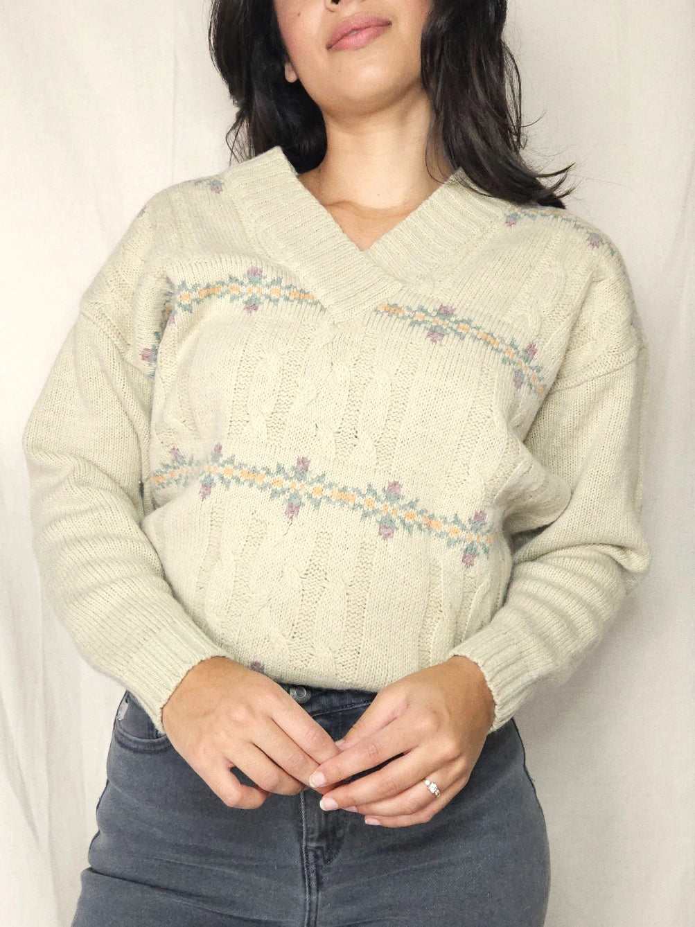 Wollen vintage kabeltrui | 4XL