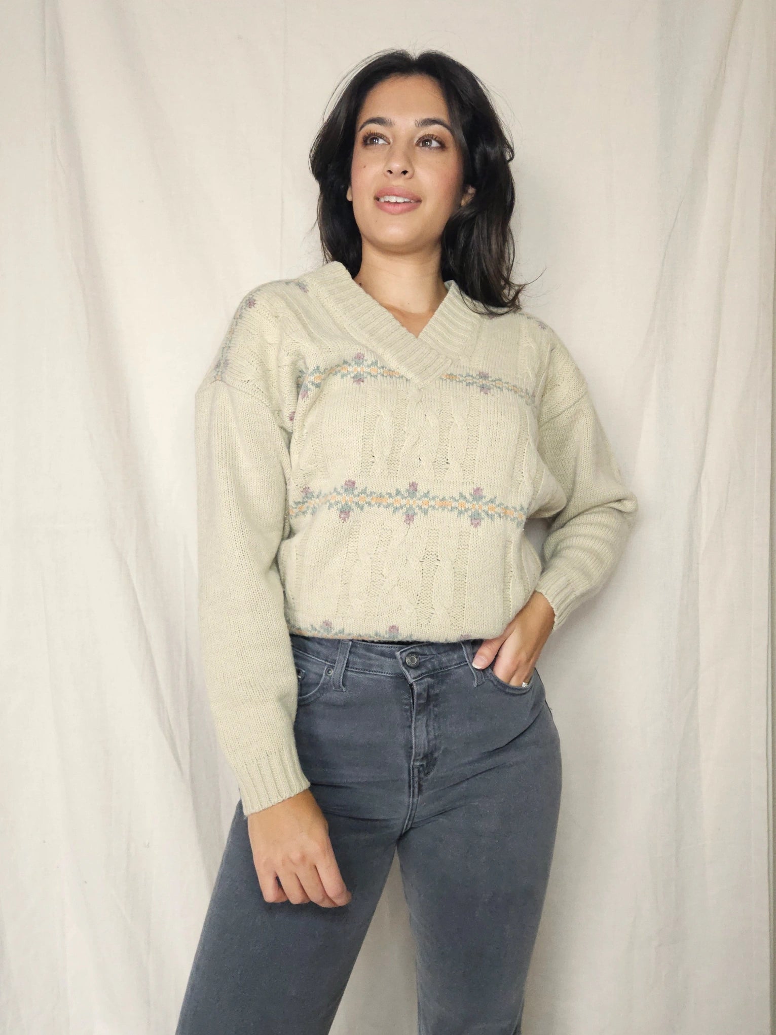 Wollen vintage kabeltrui | 4XL