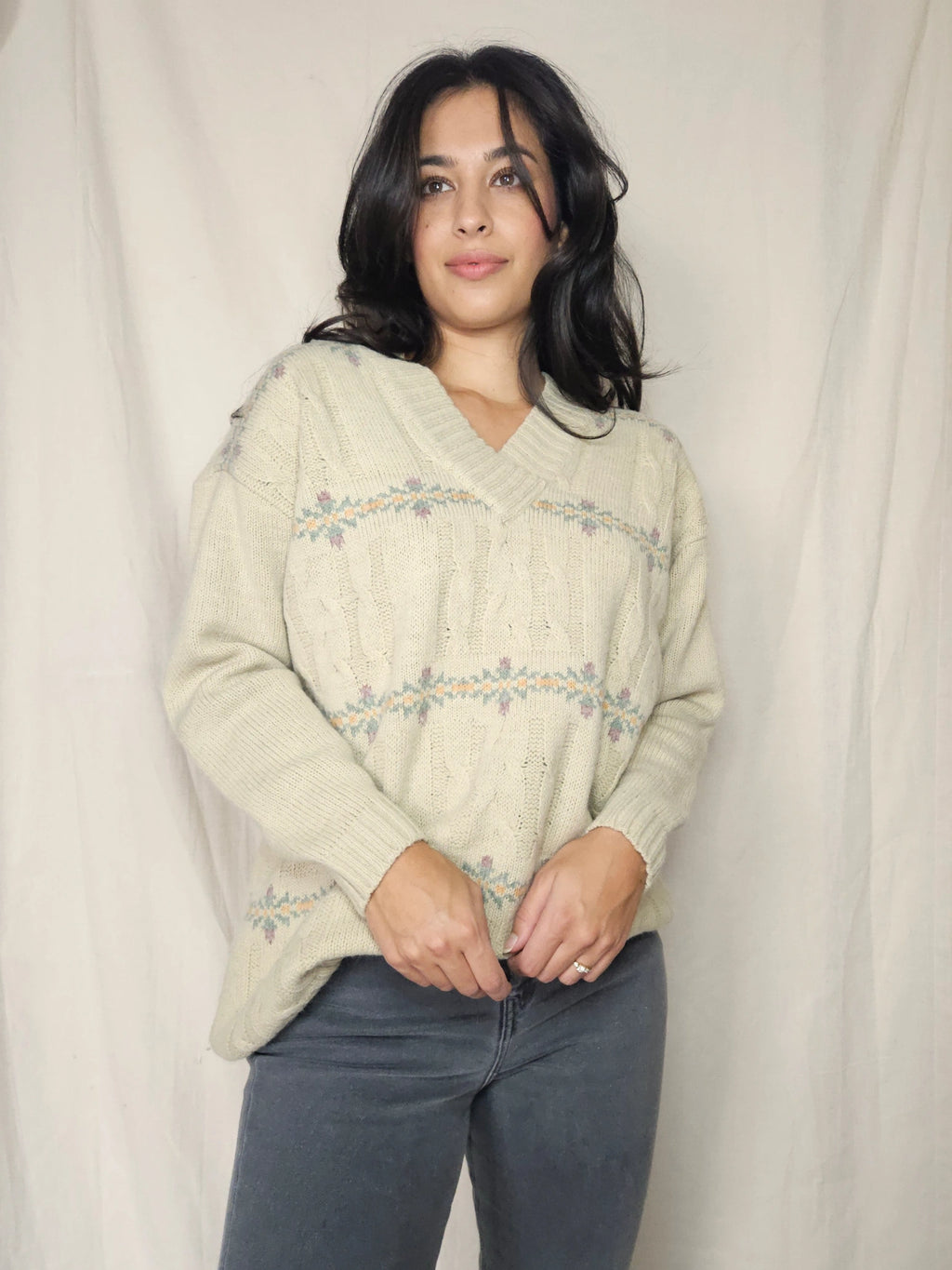 Wollen vintage kabeltrui | 4XL