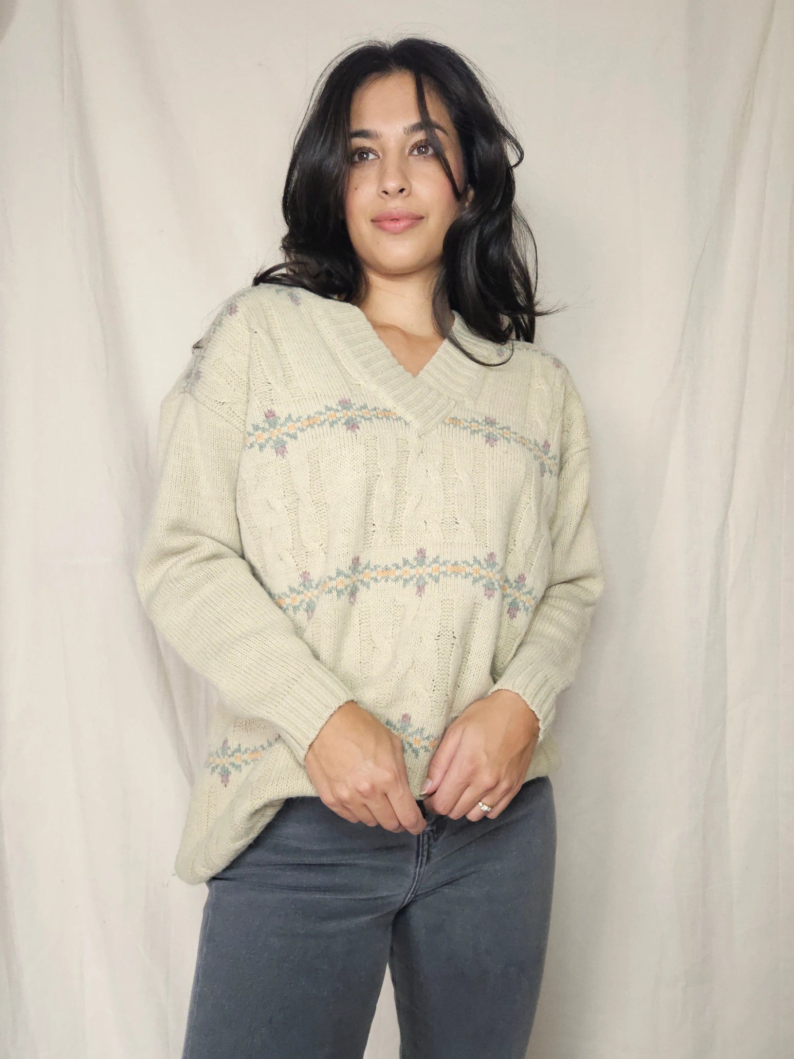 Wollen vintage kabeltrui | 4XL