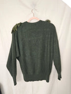 Dark green vintage sweater with soft angora | XL