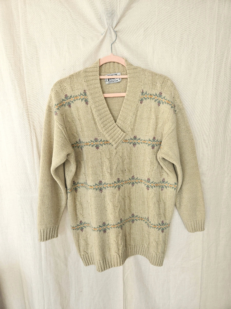 Wollen vintage kabeltrui | 4XL