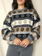 Gebreide snowflake vintage trui | 4XL