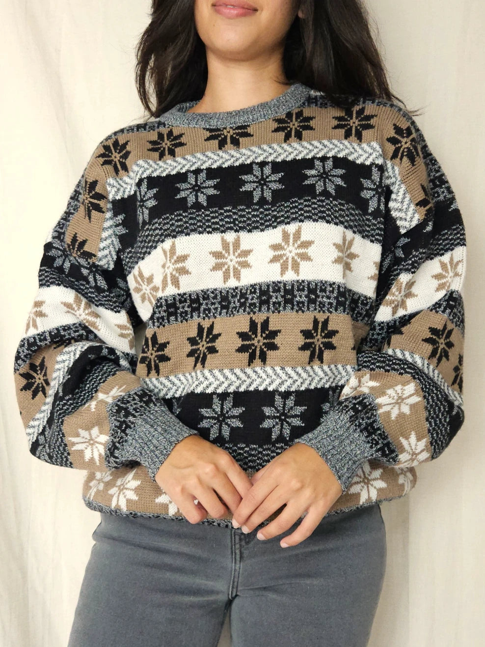 Gebreide snowflake vintage trui | 4XL