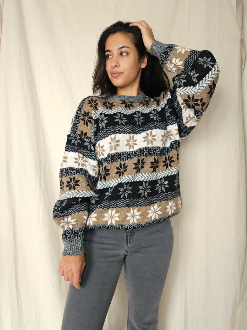 Gebreide snowflake vintage trui | 4XL