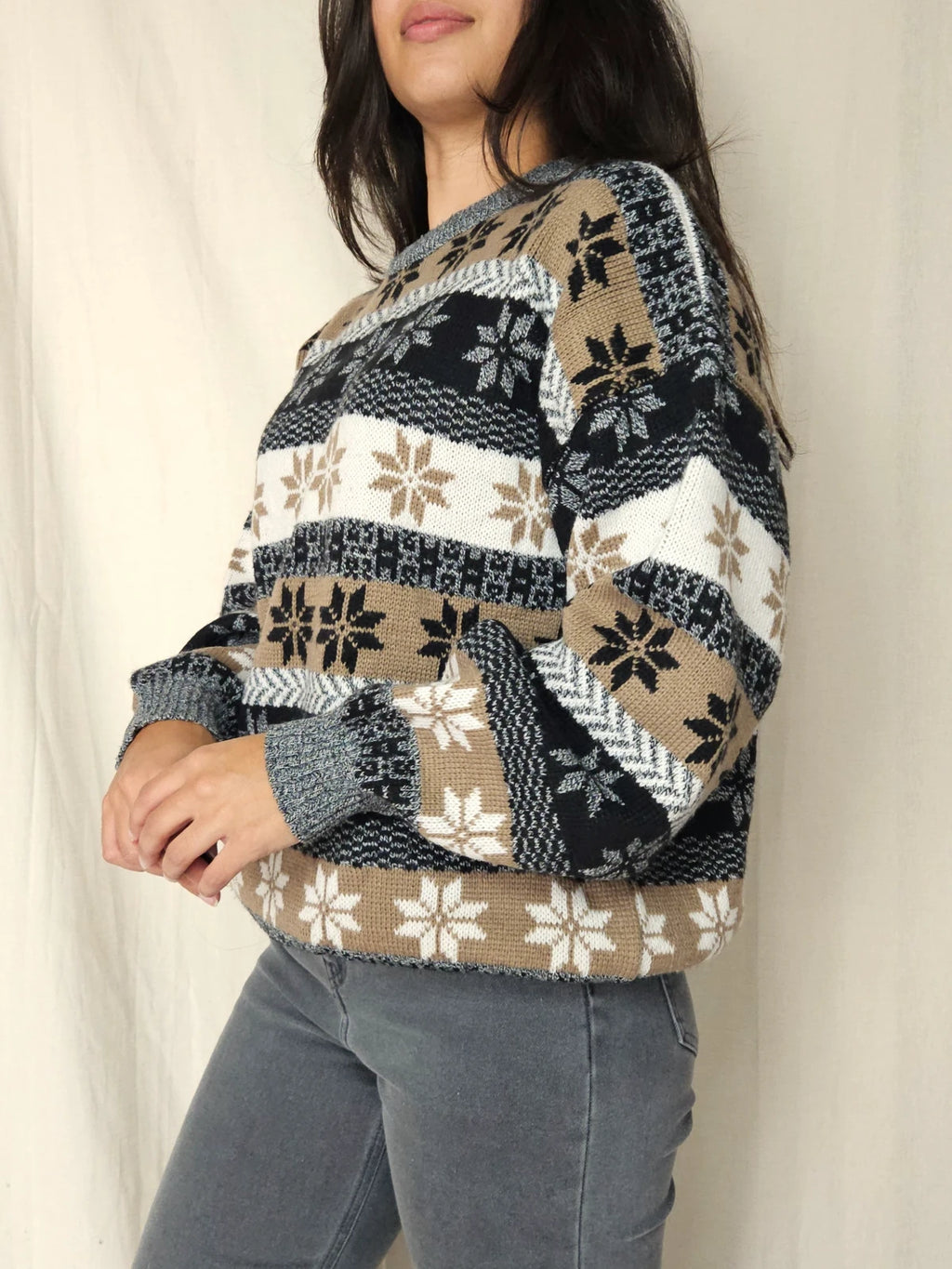 Gebreide snowflake vintage trui | 4XL