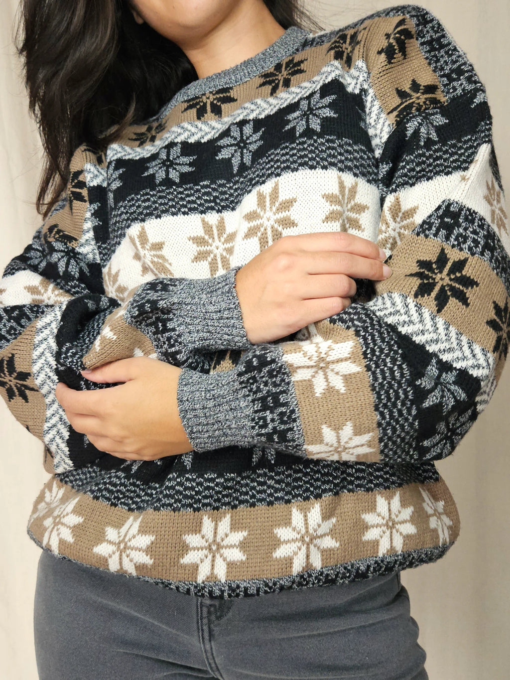 Gebreide snowflake vintage trui | 4XL