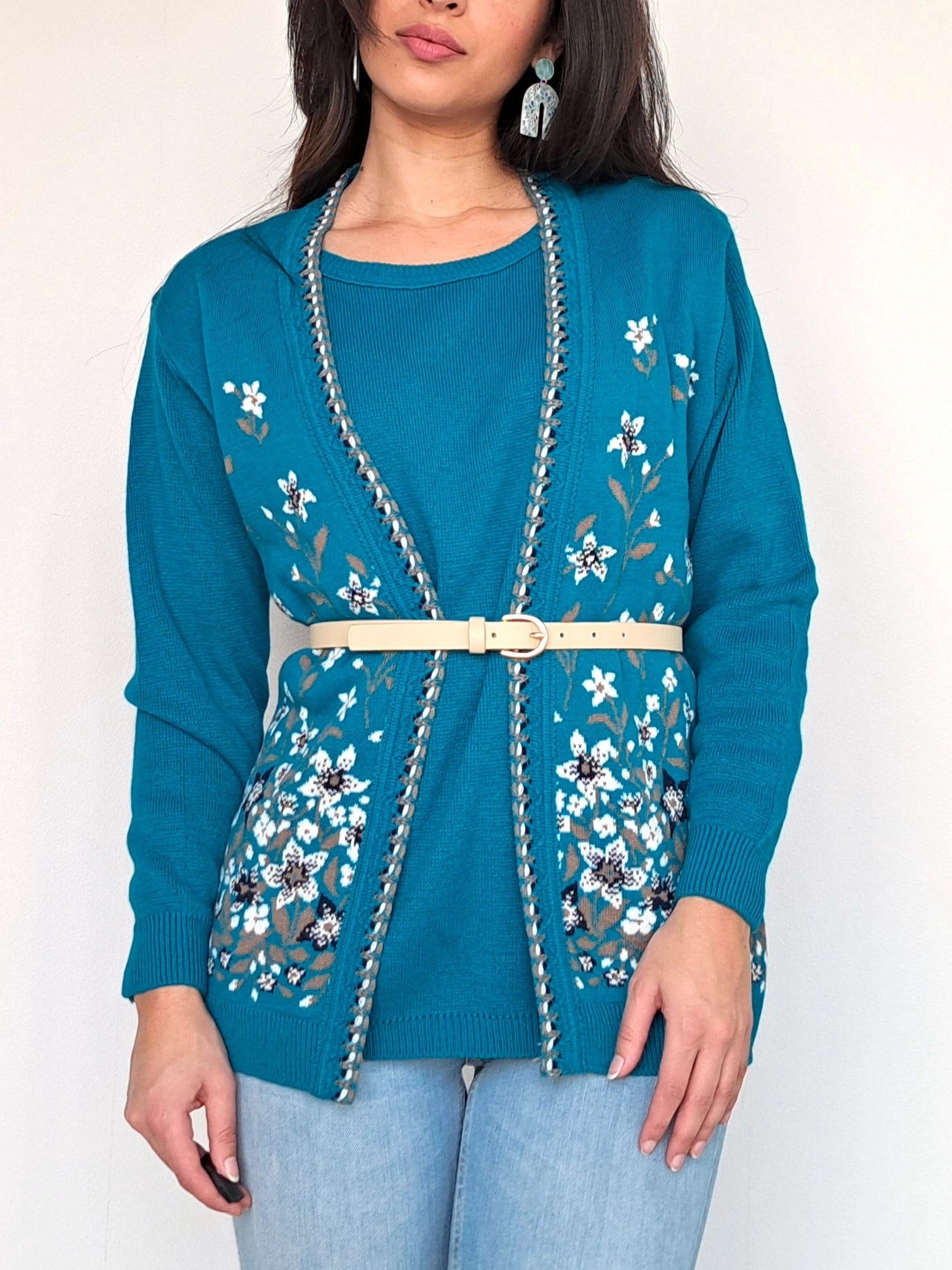 Vintage trui ocean blue | M