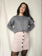 Grijs handgebreid vintage vest met subtiele kleuren | XXL