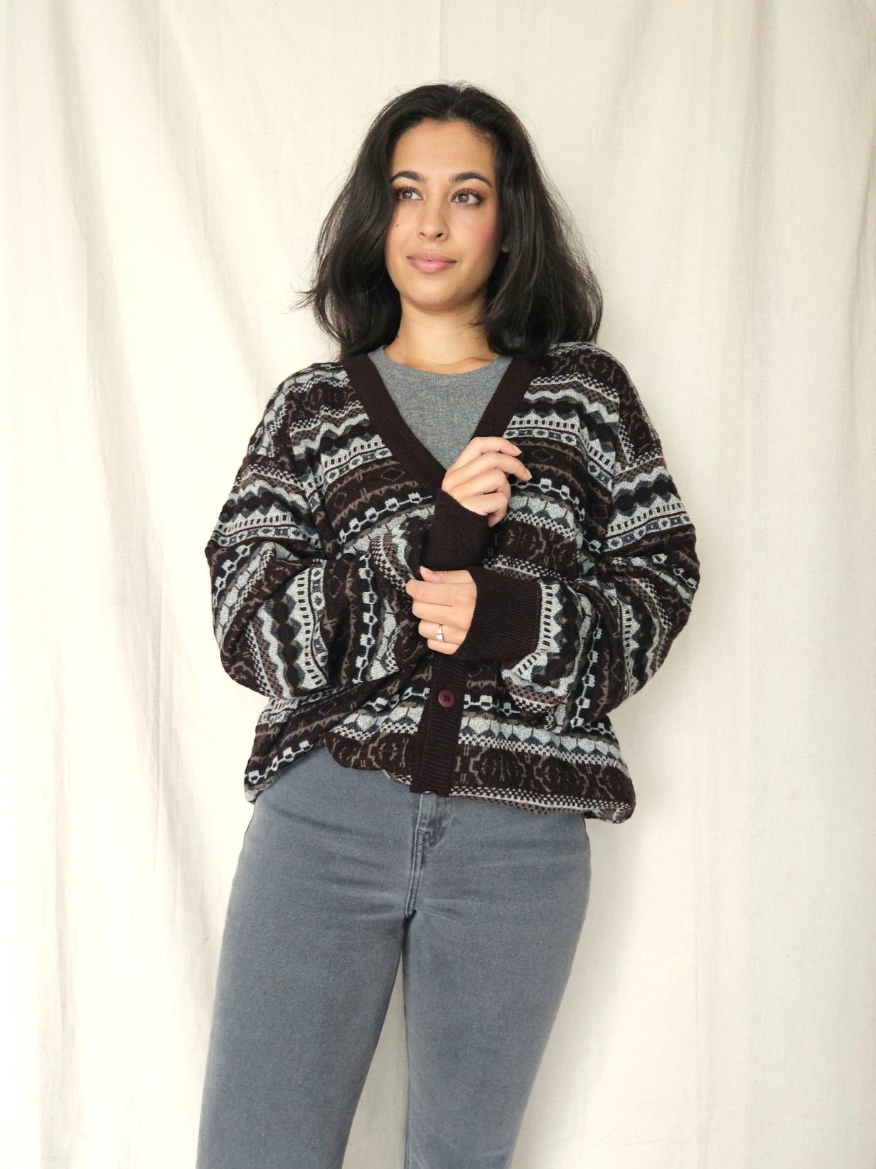 Gebreid vintage vest met merinowol | 4XL