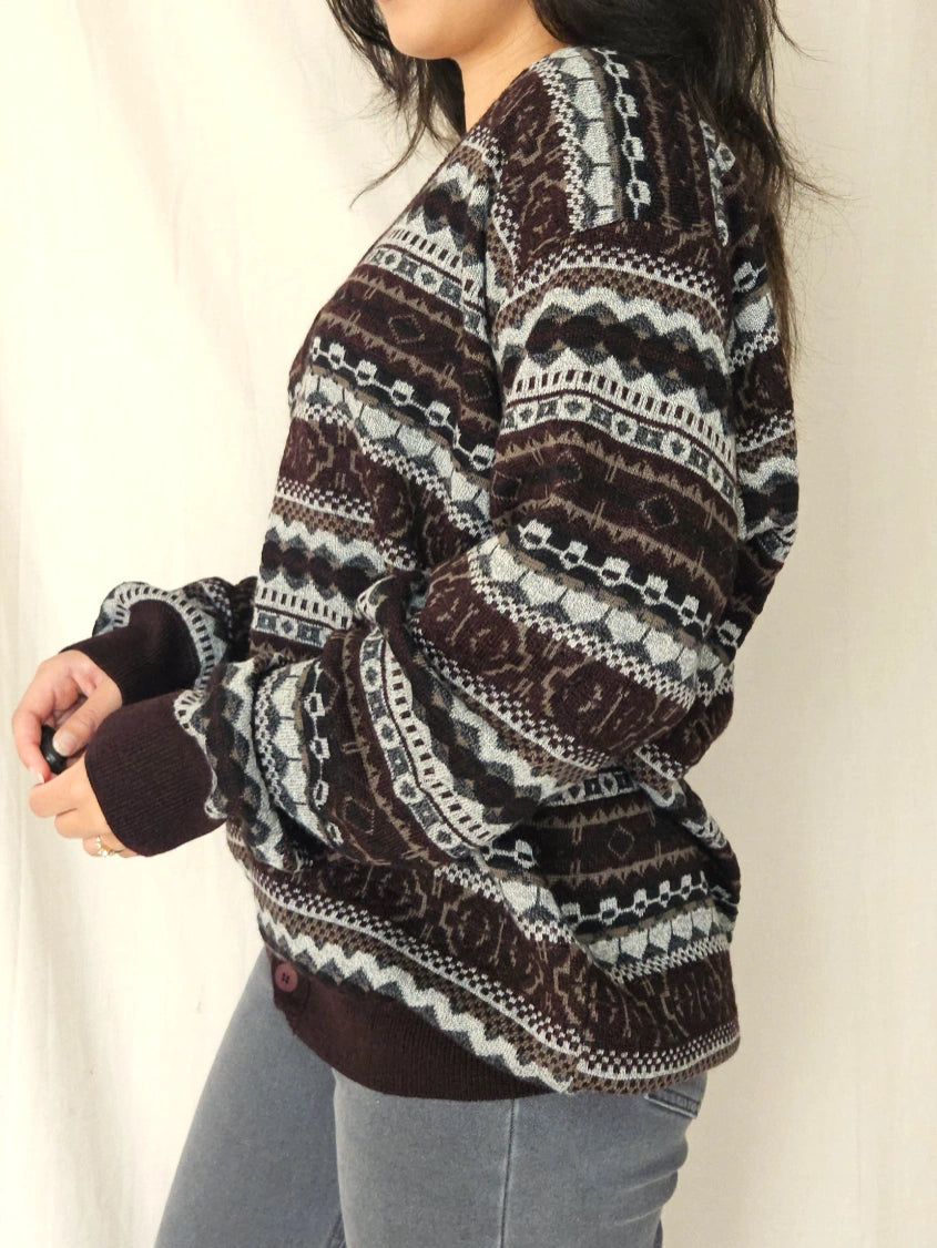 Gebreid vintage vest met merinowol | 4XL