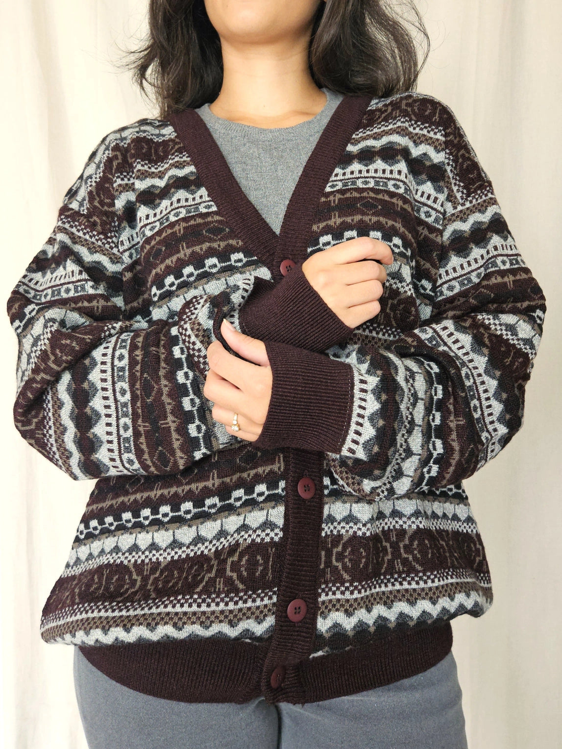 Gebreid vintage vest met merinowol | 4XL