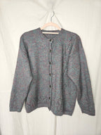 Grijs handgebreid vintage vest met subtiele kleuren | XXL