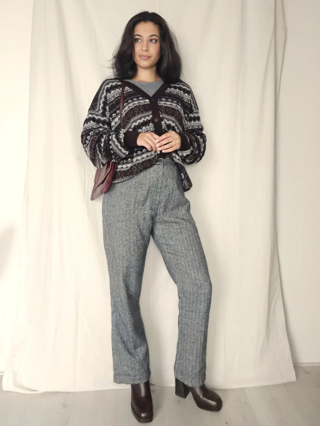 Gebreid vintage vest met merinowol | 4XL