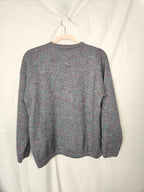 Grijs handgebreid vintage vest met subtiele kleuren | XXL