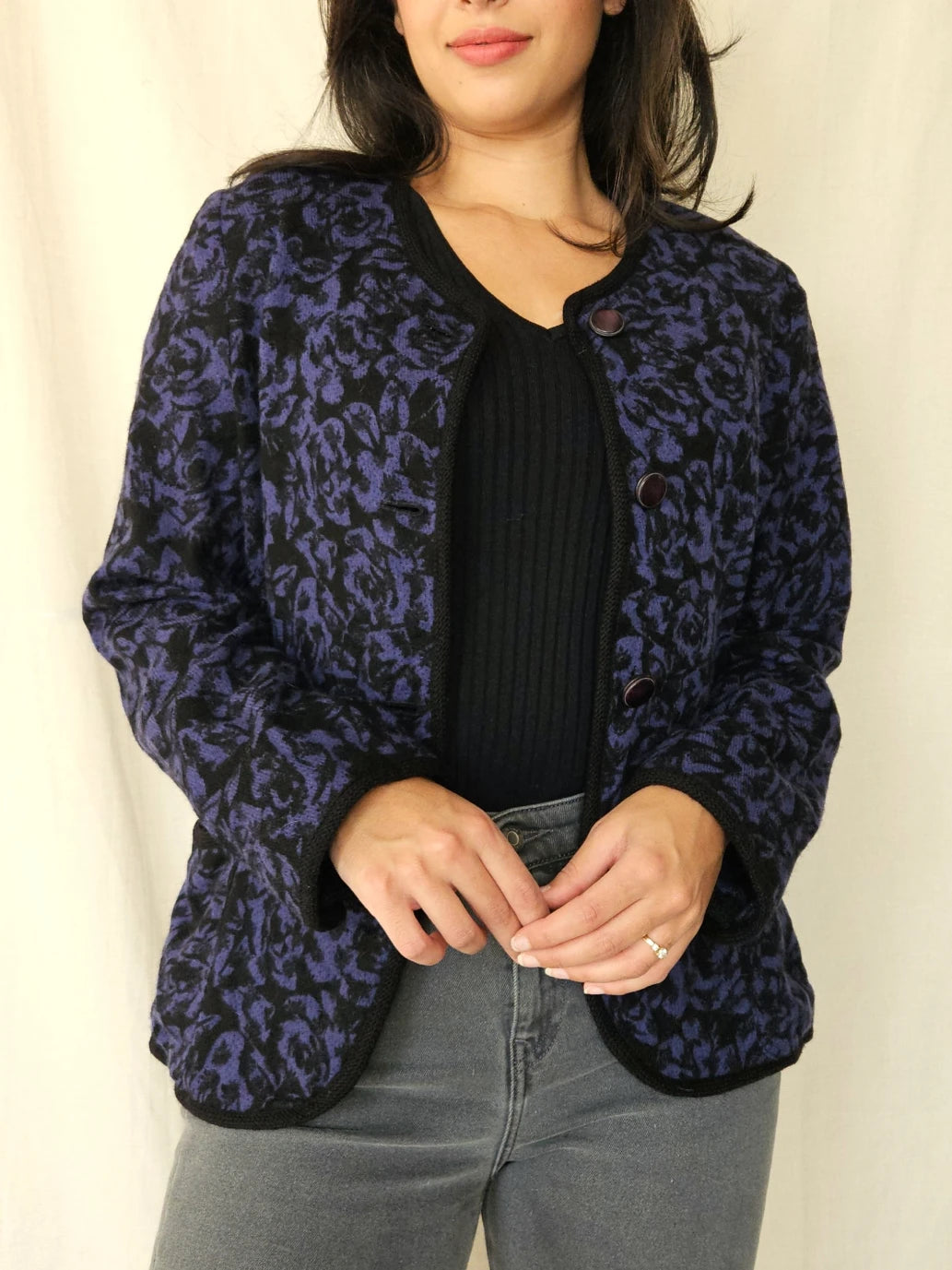 Vintage vest Purple Roses | S