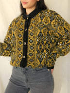 Gebreid okergeel vintage vest | XXL