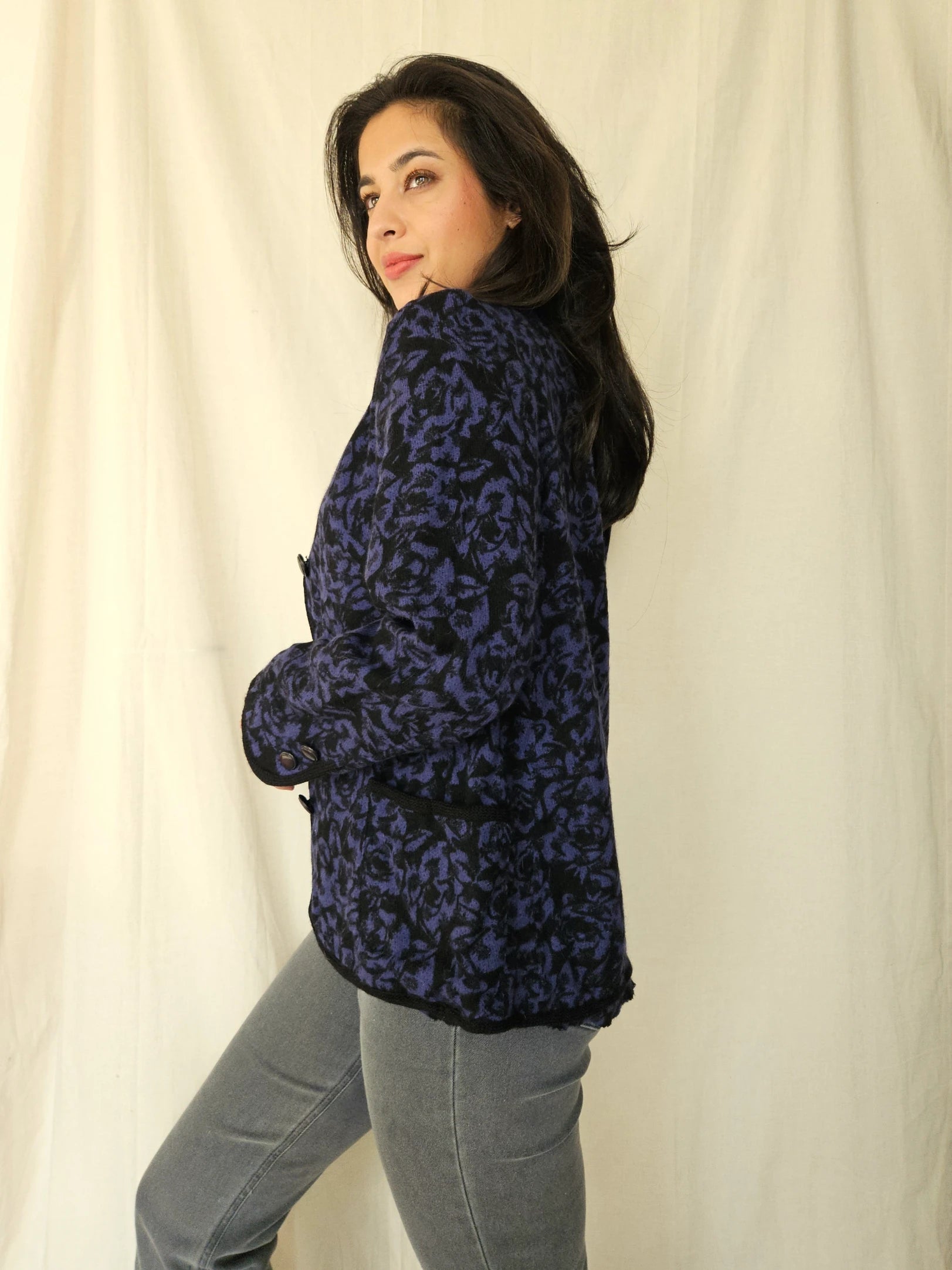 Vintage vest Purple Roses | S