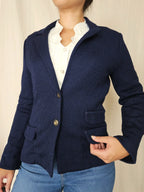 Donkerblauwe gebreide vintage blazer | XS/S