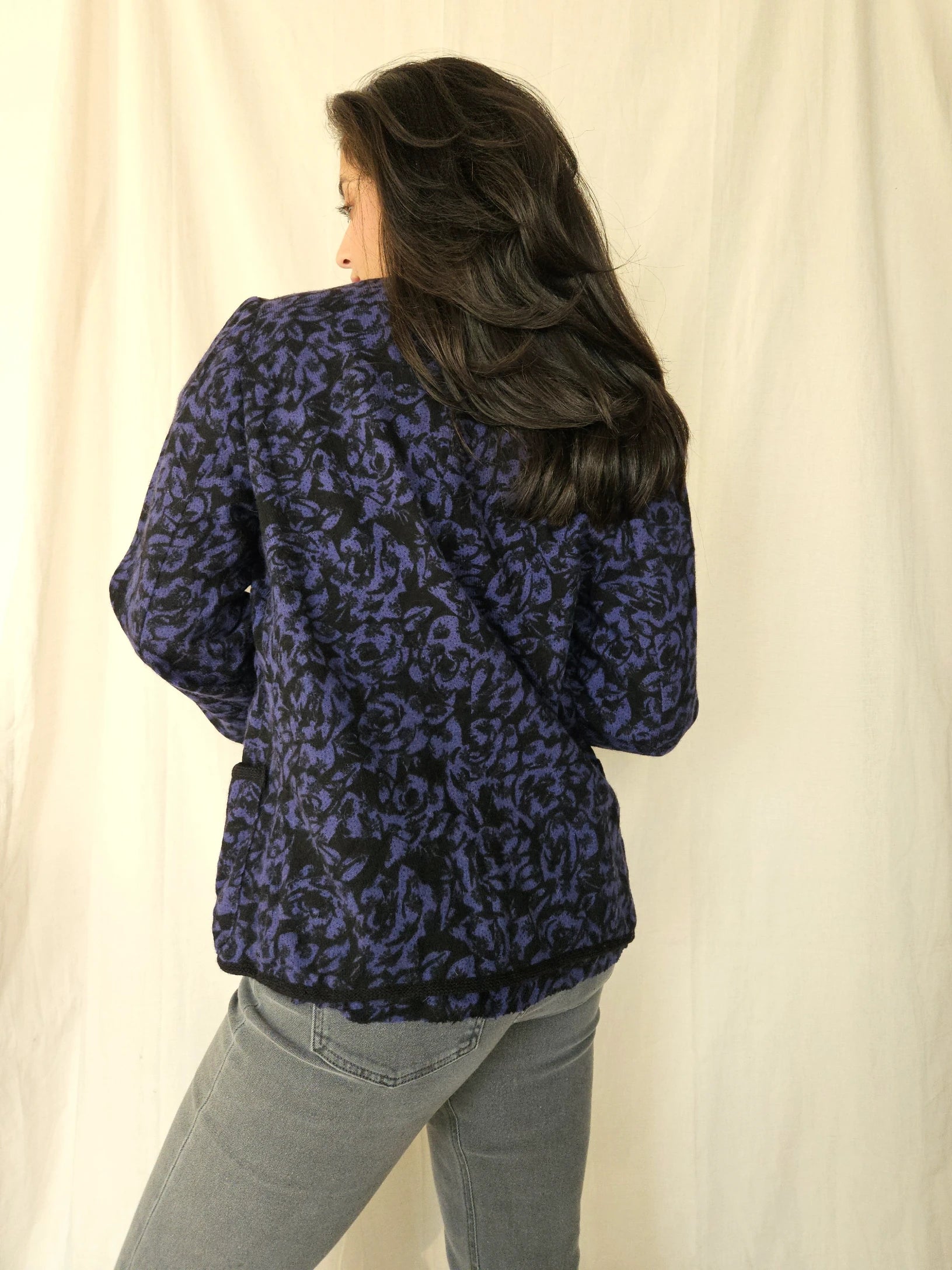 Vintage vest Purple Roses | S