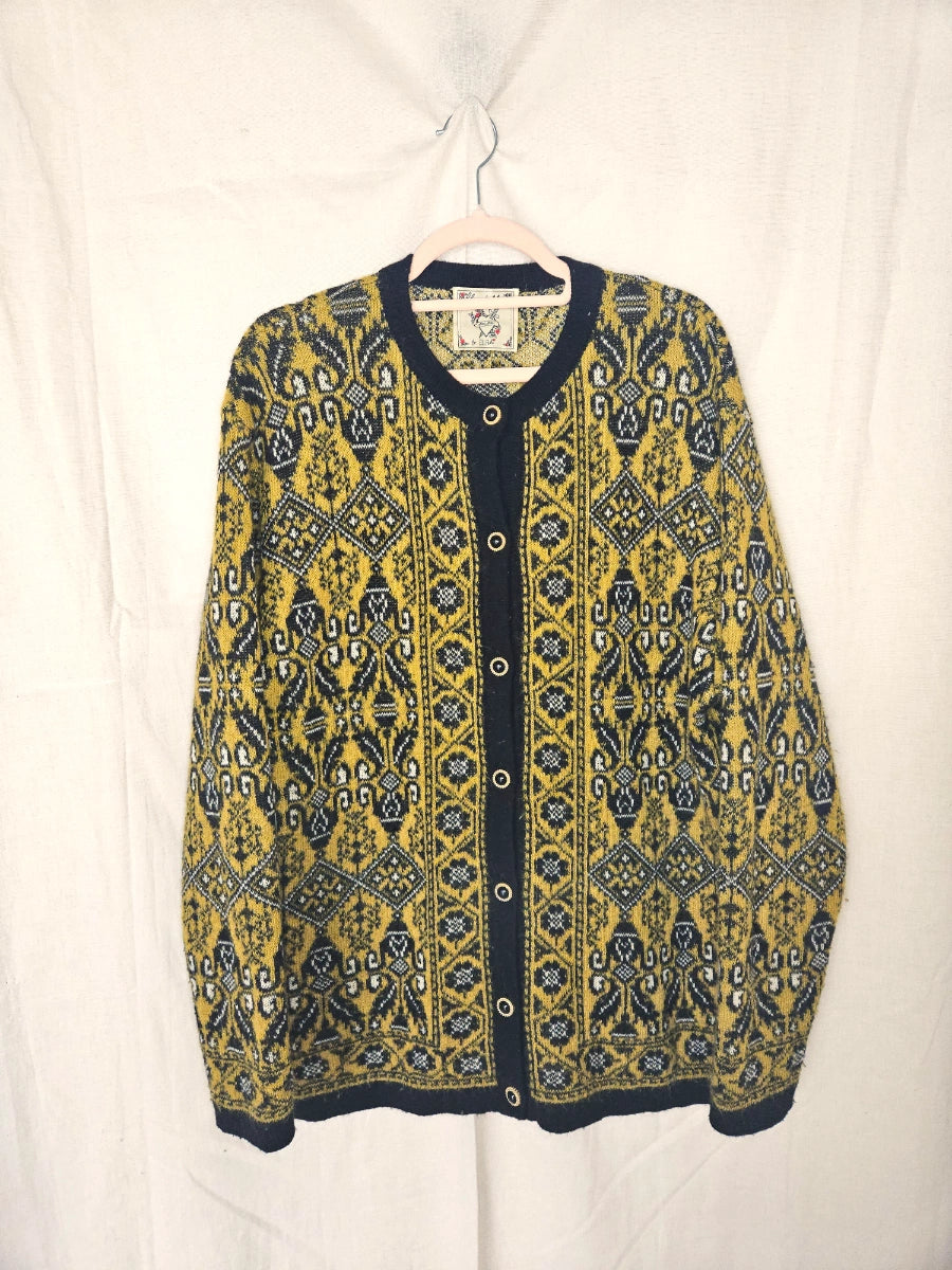 Gebreid okergeel vintage vest | XXL