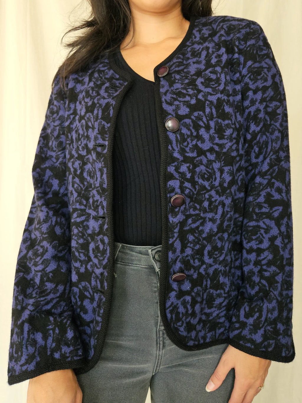 Vintage vest Purple Roses | S