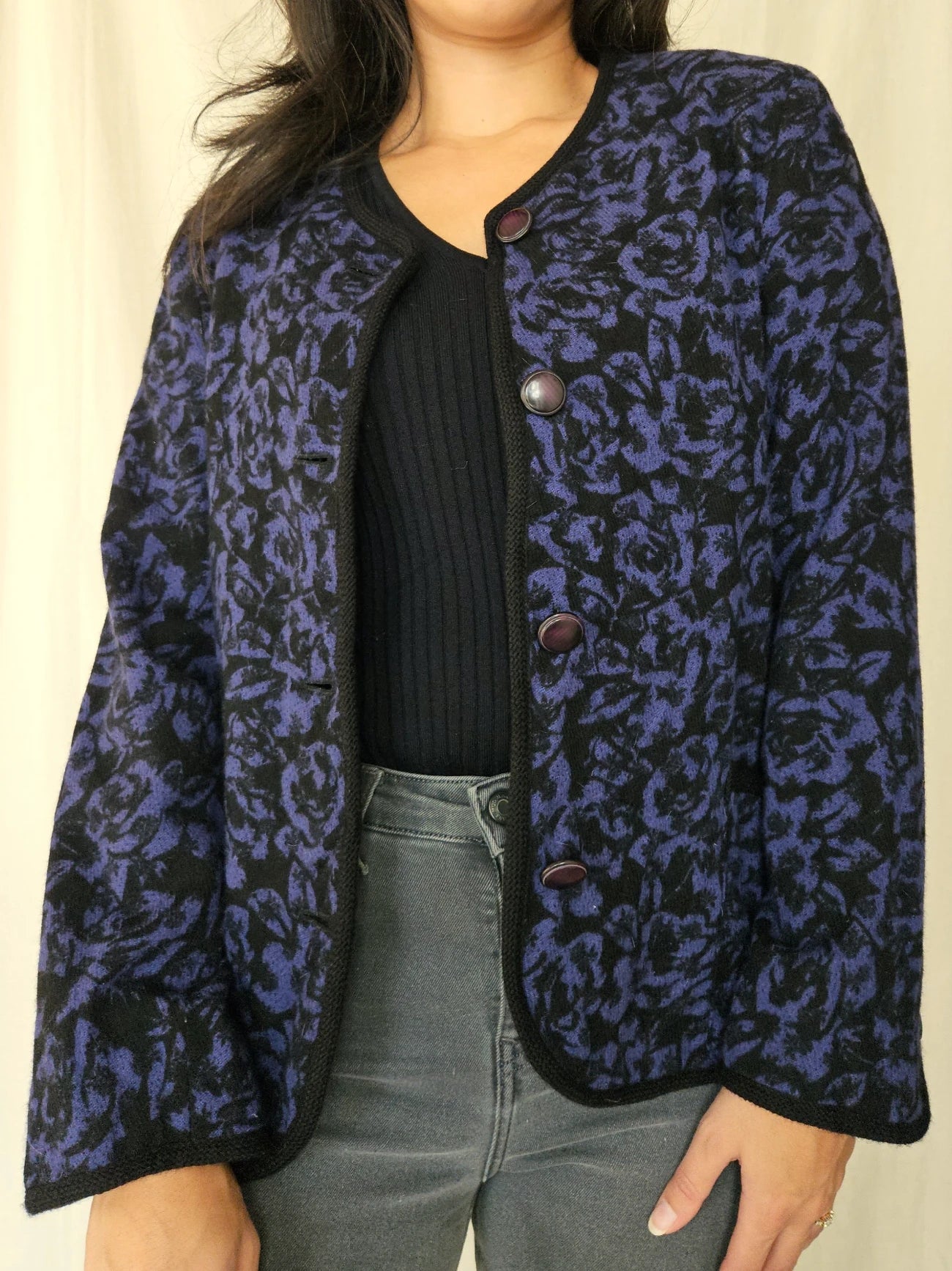 Vintage vest Purple Roses | S