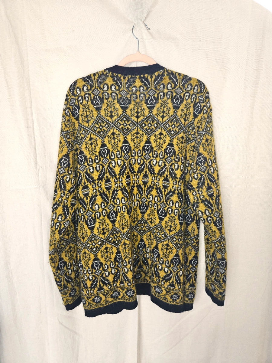 Gebreid okergeel vintage vest | XXL