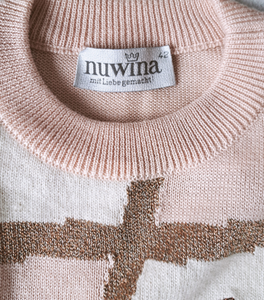 Oudroze fijngebreide vintage trui met angora  | L